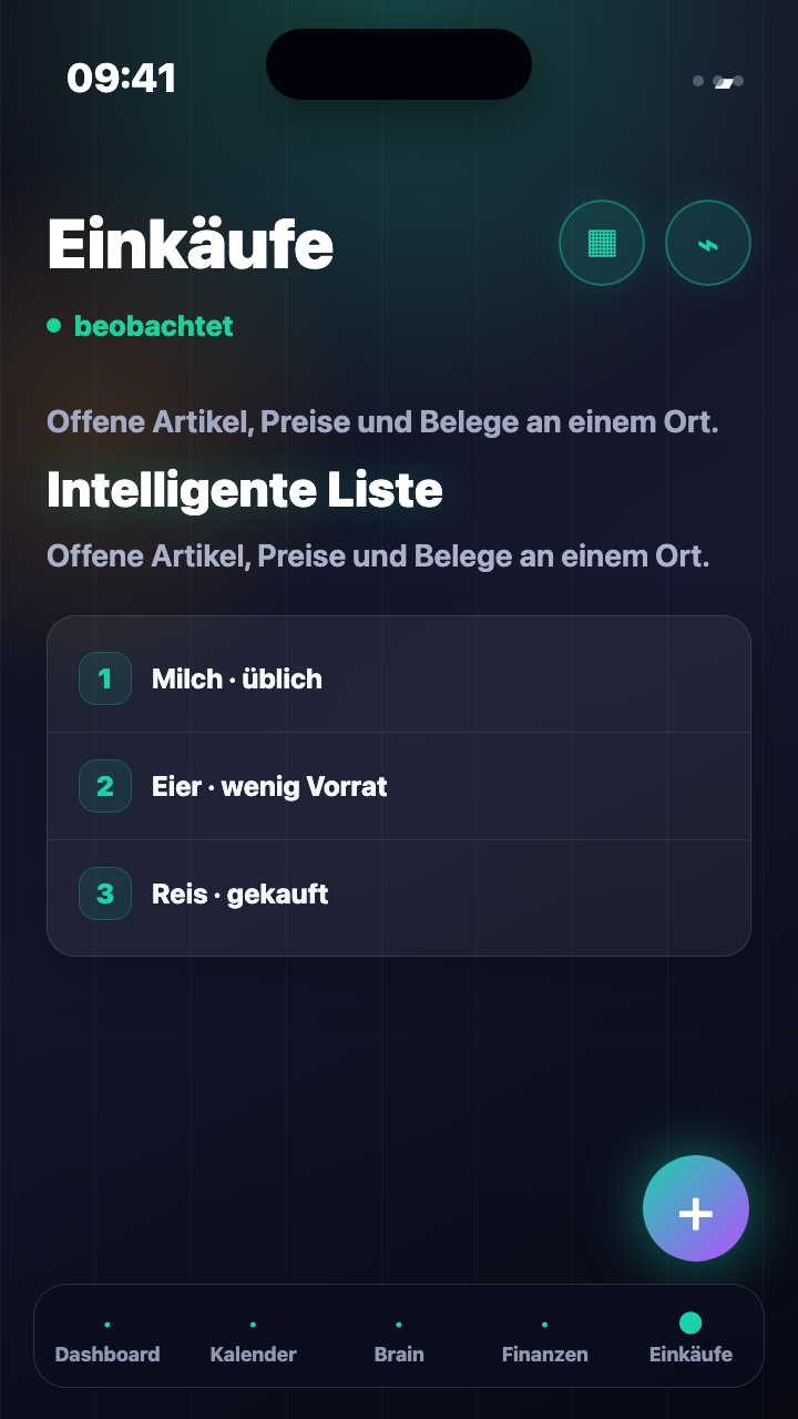 Intelligente Einkaufslisten, verbunden mit deinem Leben